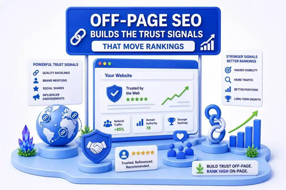 Team working on off-page SEO and digital outreach